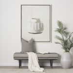 Shae Black Wood w/ Black and Cream Upholstered Bench
