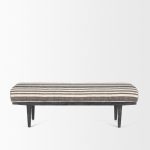 Shae Black Wood w/ Black and Cream Upholstered Bench