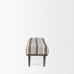Shae Black Wood w/ Black and Cream Upholstered Bench