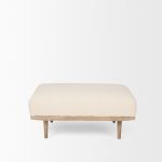 Shae Brown Wood w/ Oatmeal Fabric Ottoman