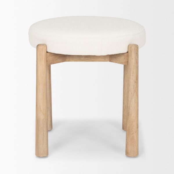 Shaiden Brown Wood w Cream Fabric Stool 3