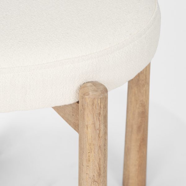 Shaiden Brown Wood w Cream Fabric Stool 6