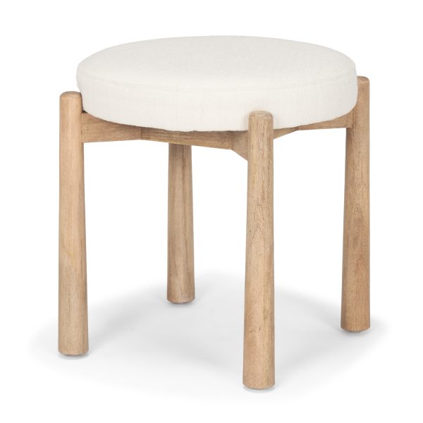 Shaiden Brown Wood w Cream Fabric Stool