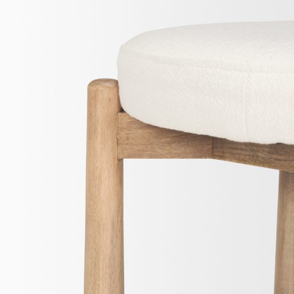 Shaiden Brown Wood w Cream Fabric Stool 7
