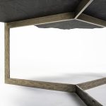 Shale 37" Irregular Live-Edge Black Slate w/Flat Iron Base Coffee Table