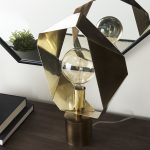 Shamir 15L x 15W Gold Geometric Metal Table Lamp