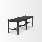 Shane Black Wood w/ Woven Black Leather Bench