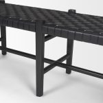 Shane Black Wood w/ Woven Black Leather Bench