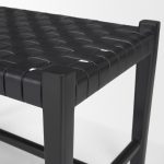 Shane Black Wood w/ Woven Black Leather Bench