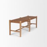 Shane Brown Wood w/ Woven Brown Leather Bench