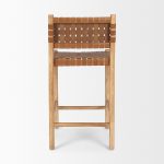 Shane Brown Wood w/ Woven Brown Leather Counter Stool