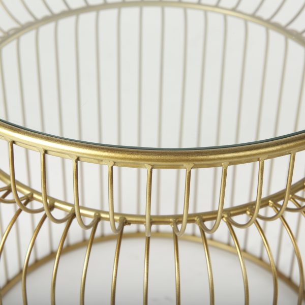 Shani Set of 2 Round Gold Metal w Glass Accent Tables 5