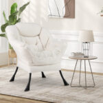 Sherpa Upholstered Accent Chair with Head Pillow and Side Pocket 8 Sherpa Upholstered Accent Chair with Head Pillow and Side Pocket