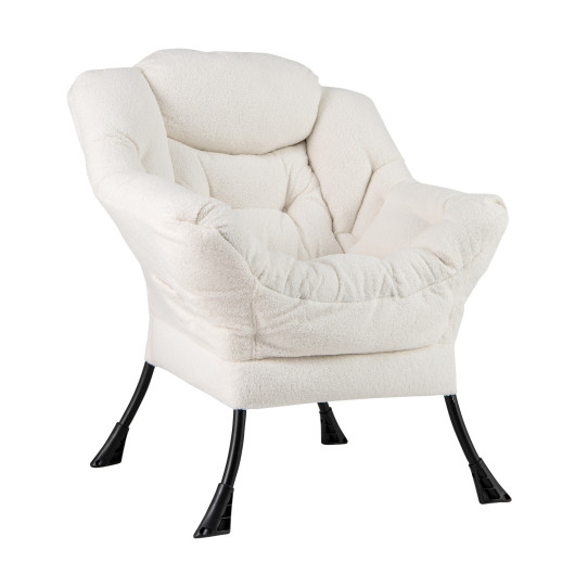 Sherpa Upholstered Accent Chair with Head Pillow and Side Pocket 3 Sherpa Upholstered Accent Chair with Head Pillow and Side Pocket - Image 3