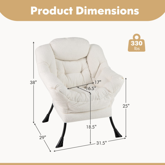 Sherpa Upholstered Accent Chair with Head Pillow and Side Pocket 5 Sherpa Upholstered Accent Chair with Head Pillow and Side Pocket - Image 5