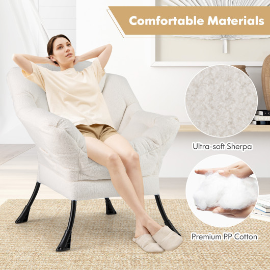 Sherpa Upholstered Accent Chair with Head Pillow and Side Pocket 6 Sherpa Upholstered Accent Chair with Head Pillow and Side Pocket - Image 6