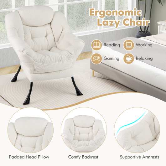Sherpa Upholstered Accent Chair with Head Pillow and Side Pocket 7 Sherpa Upholstered Accent Chair with Head Pillow and Side Pocket - Image 7