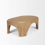 Shima Oval Light Brown Wood w/ Arched Legs Coffee Table
