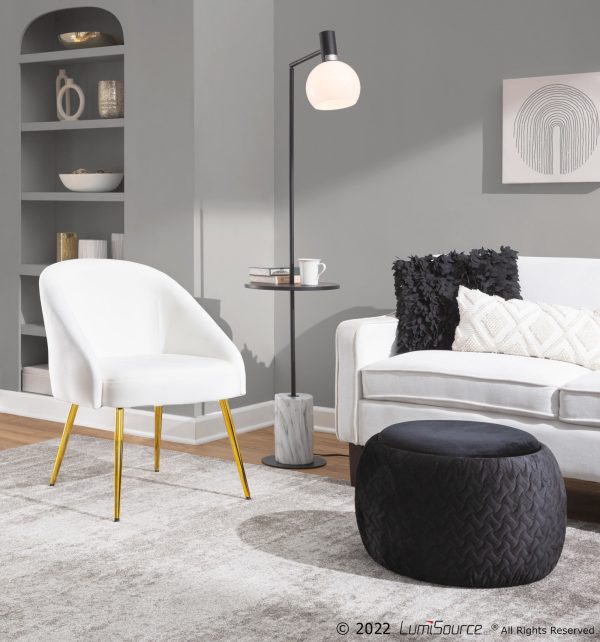 Shiraz Gold Metal White Velvet Contemporary Accent Chair LumiSource 1