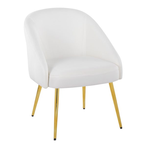 Shiraz Gold Metal White Velvet Contemporary Accent Chair LumiSource 2