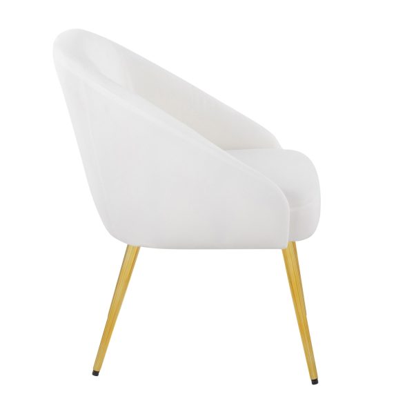Shiraz Gold Metal White Velvet Contemporary Accent Chair LumiSource 3