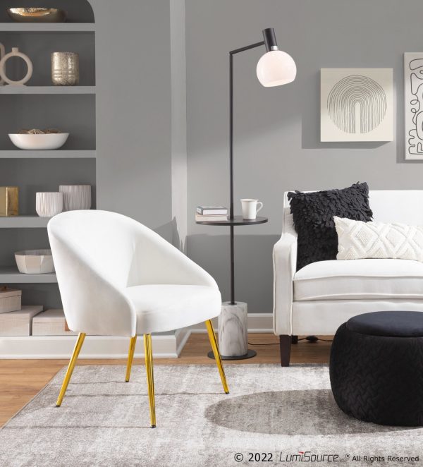 Shiraz Gold Metal White Velvet Contemporary Accent Chair LumiSource