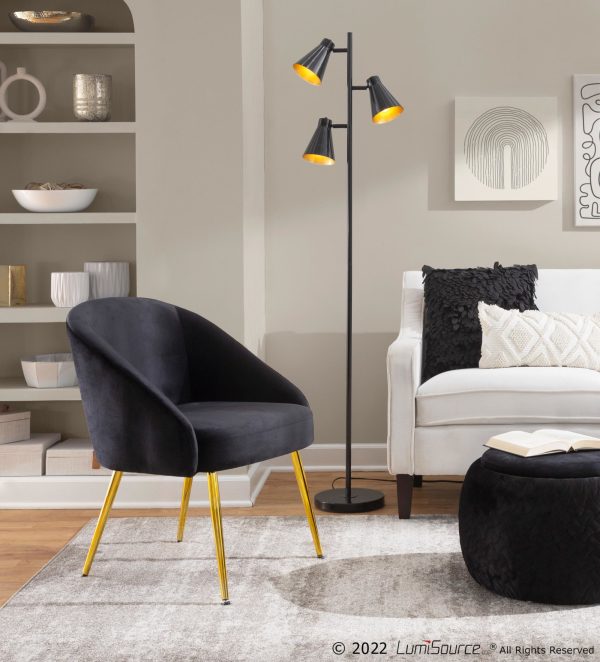Shiraz Gold and Black Velvet Contemporary Accent Chair
