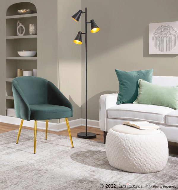 Shiraz Gold and Green Velvet Contemporary Accent Chair LumiSource 1