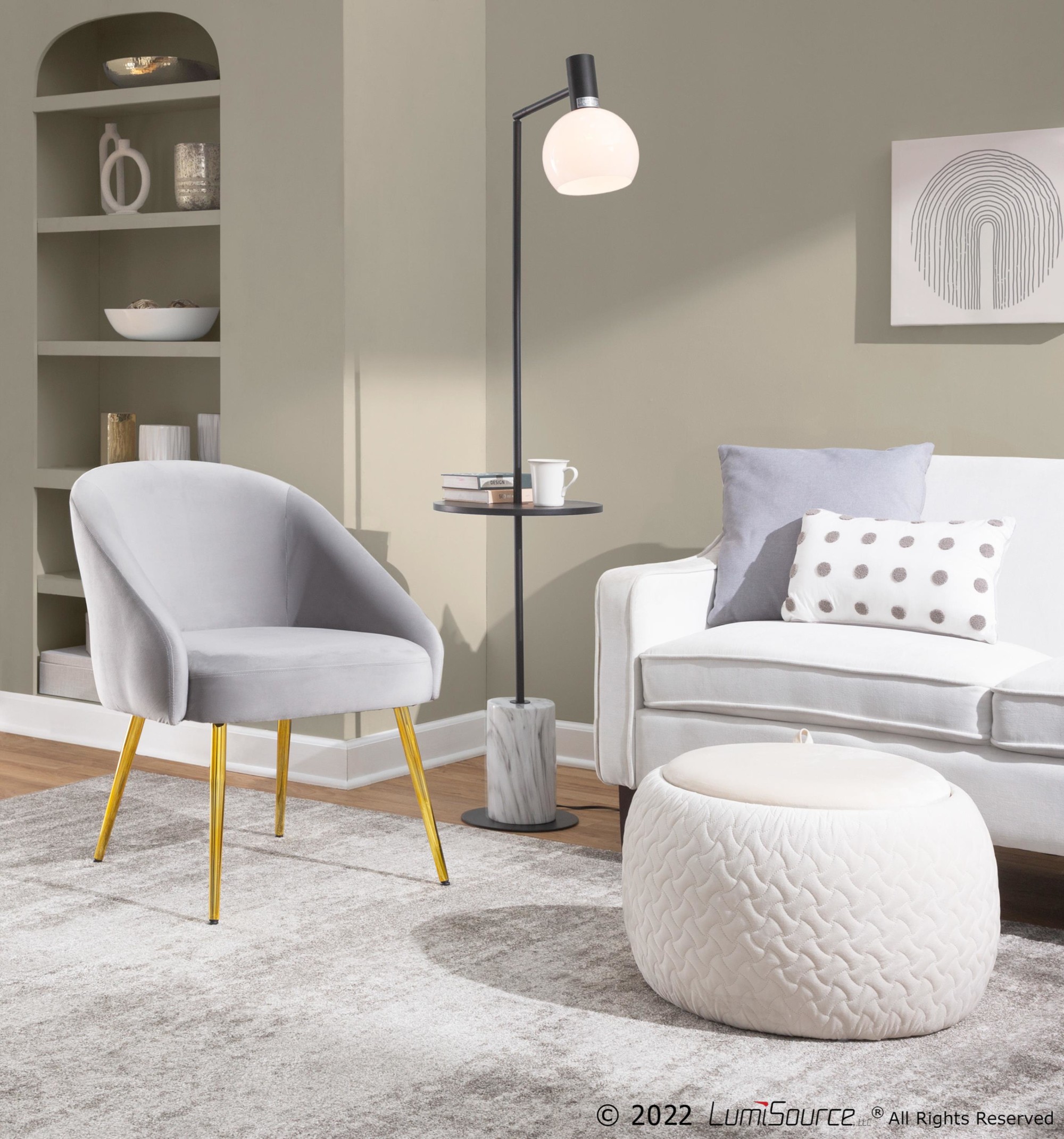 Shiraz Gold and Silver Velvet Contemporary Accent Chair 2 Shiraz Gold and Silver Velvet Contemporary Accent Chair - Image 2