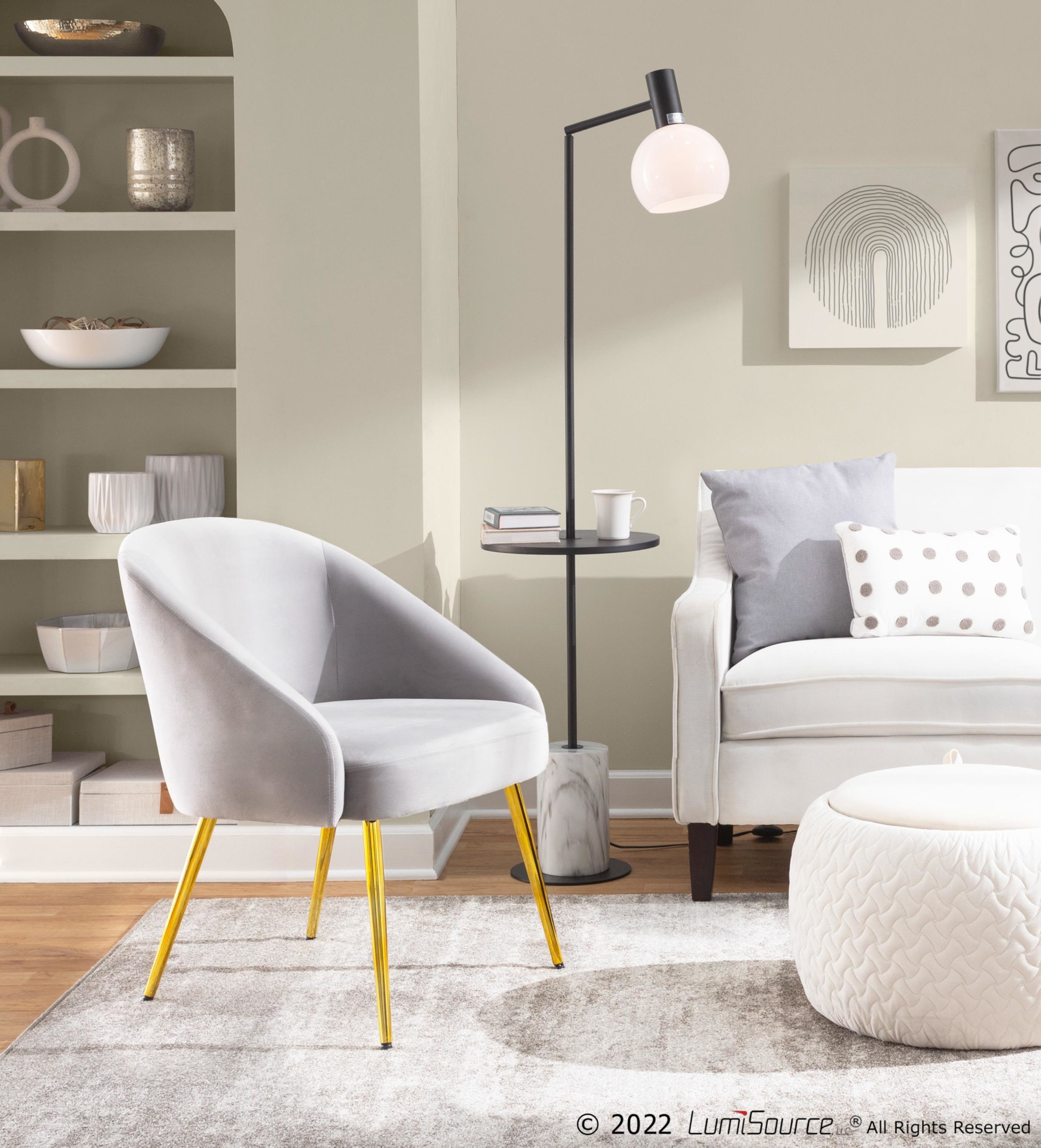 Shiraz Gold and Silver Velvet Contemporary Accent Chair 1 Shiraz Gold and Silver Velvet Contemporary Accent Chair
