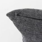 Sibyl 13L x 21W Black Fabric Striped and White Fringed Decorative Pillow Cover