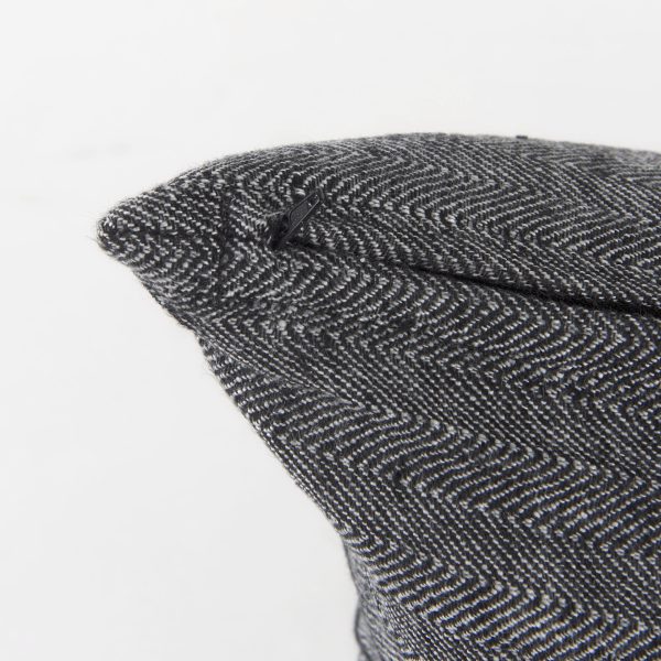 Sibyl 13L x 21W Black Fabric Striped and White Fringed Decorative Pillow Cover 11