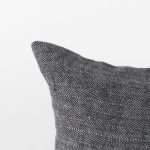 Sibyl 13L x 21W Black Fabric Striped and White Fringed Decorative Pillow Cover