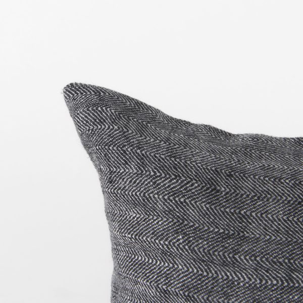 Sibyl 13L x 21W Black Fabric Striped and White Fringed Decorative Pillow Cover 9