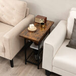 Rustic Brown Side Table with Flip-Top Charging Station