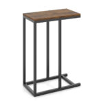 Rustic C Shaped End Table with Sturdy Metal Frame