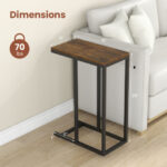 Rustic C Shaped End Table with Sturdy Metal Frame