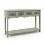 48 Inch Farmhouse Console Table with Drawers and Storage Shelf