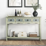 48 Inch Farmhouse Console Table with Drawers and Storage Shelf