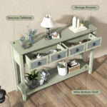 48 Inch Farmhouse Console Table with Drawers and Storage Shelf