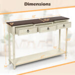 Rustic Farmhouse Console Table with Drawers and Open Storage Shelf