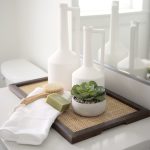 Silas Cane and Medium Brown Wood Rectangular Tray