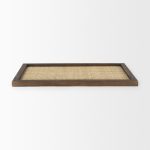 Silas Cane and Medium Brown Wood Rectangular Tray