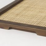 Silas Cane and Medium Brown Wood Rectangular Tray