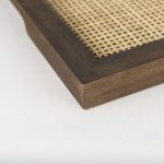 Silas Cane and Medium Brown Wood Rectangular Tray
