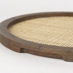Silas Cane and Medium Brown Wood Round Tray