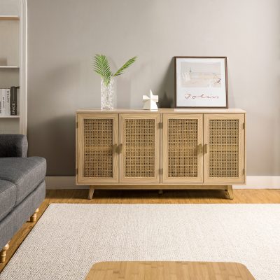 Silvia Acorn Rattan Door 57-Inch Wide TV Stand