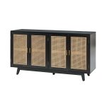 Silvia Black Rattan Door 57-Inch Wide TV Stand 7 Silvia Black Rattan Door 57-Inch Wide TV Stand