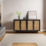 Silvia Black Rattan Door 57-Inch Wide TV Stand 6 Silvia Black Rattan Door 57-Inch Wide TV Stand