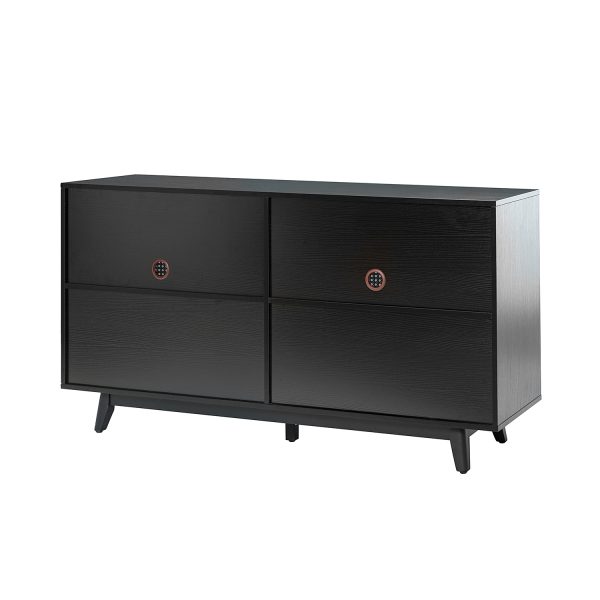 Silvia Black Rattan Door 57 Inch Wide TV Stand 2
